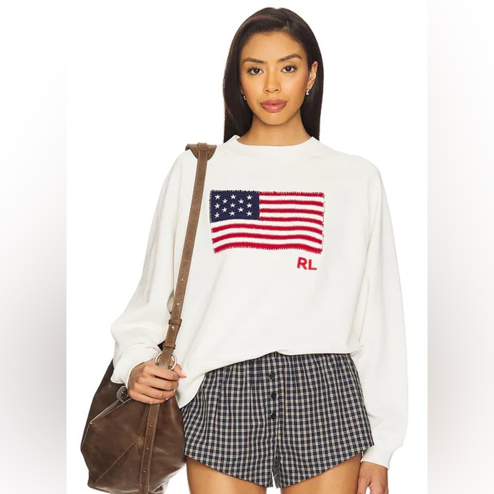 Polo by Ralph Lauren White Sweater with American Flag